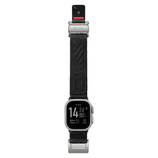 Aulumu G03 Titanium Alloy Mag Buckle Nylon Strap For Apple Watch 42/44/45/46/49mm - Black